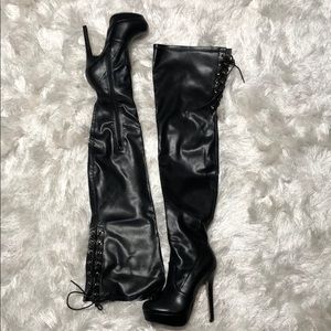 Black Platform Thigh Boots